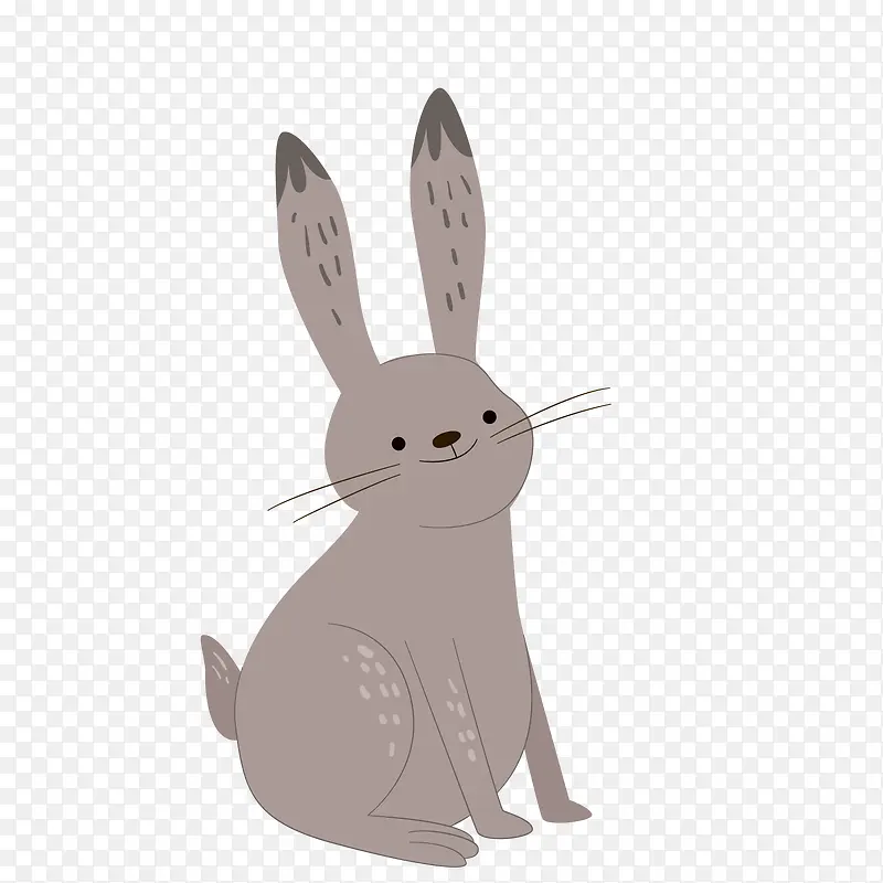 卡通灰色小兔子矢量图