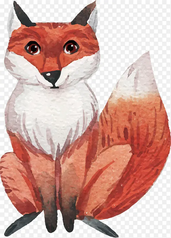 水彩手绘狐狸