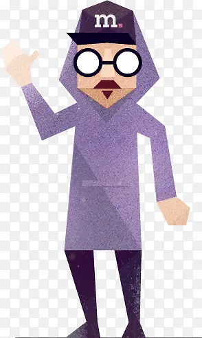 紫色卡通眼镜男
