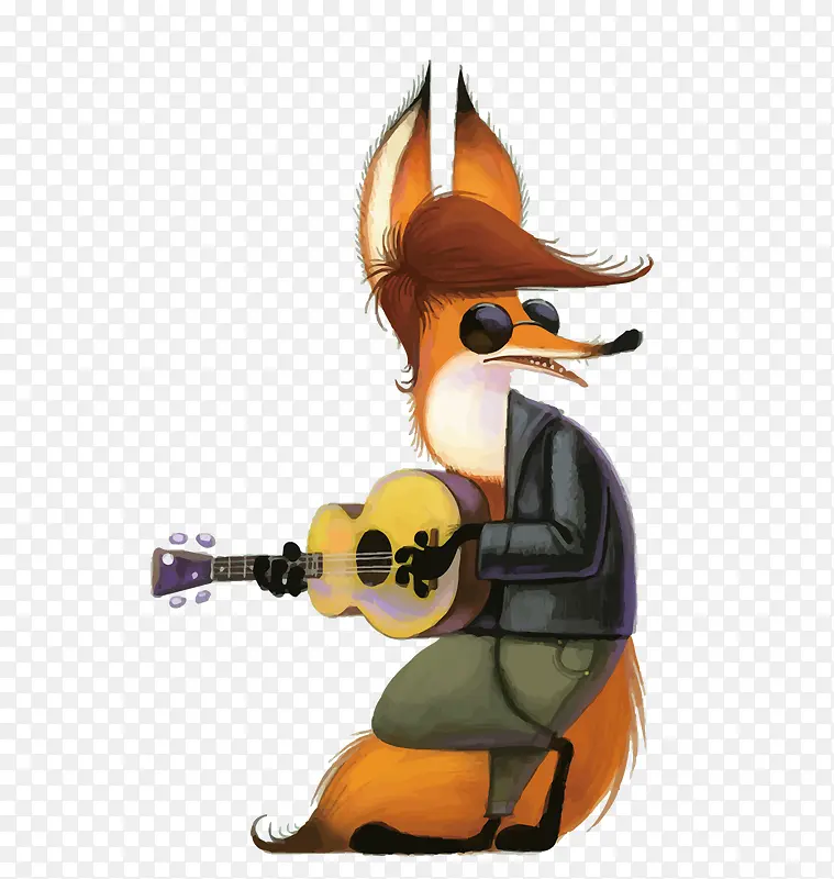 矢量弹吉他的狐狸