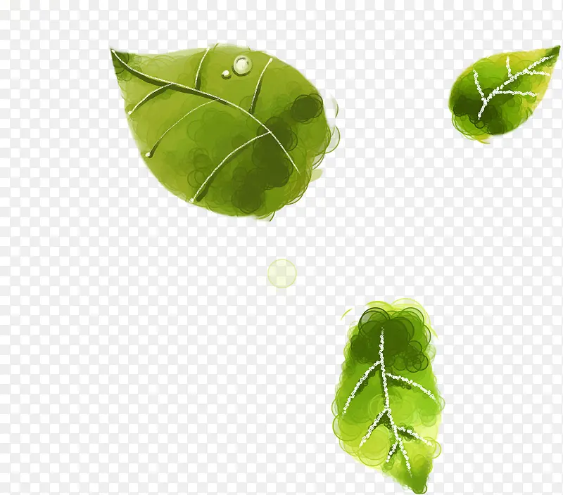 手绘绿色水彩树叶装饰纹理