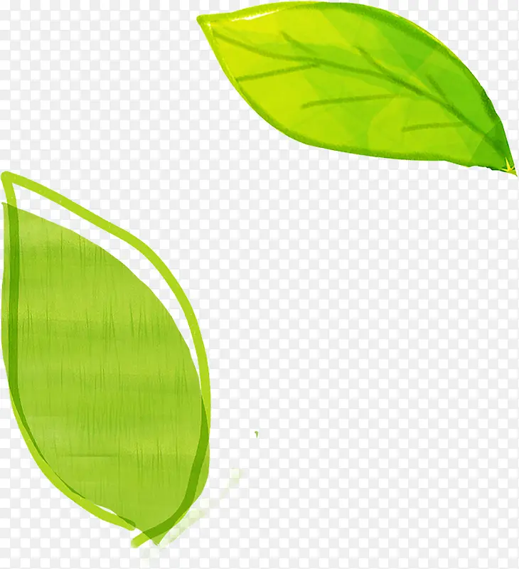 创意合成手绘绿色的树叶效果