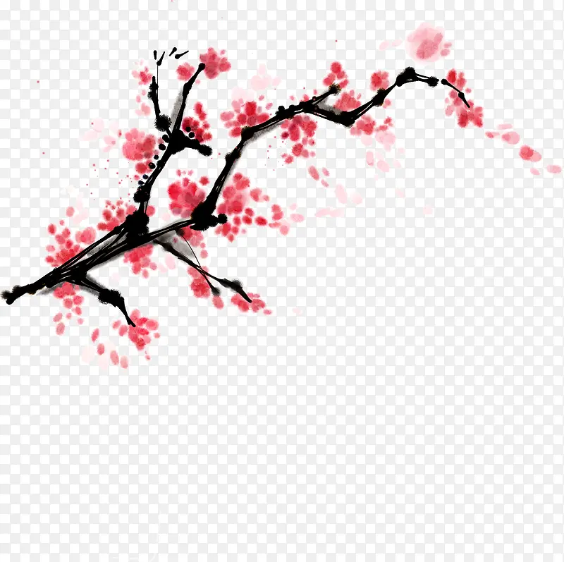 红色梅花树叶插图