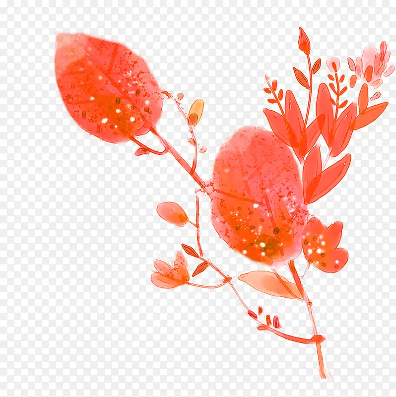 红色花朵树叶创意