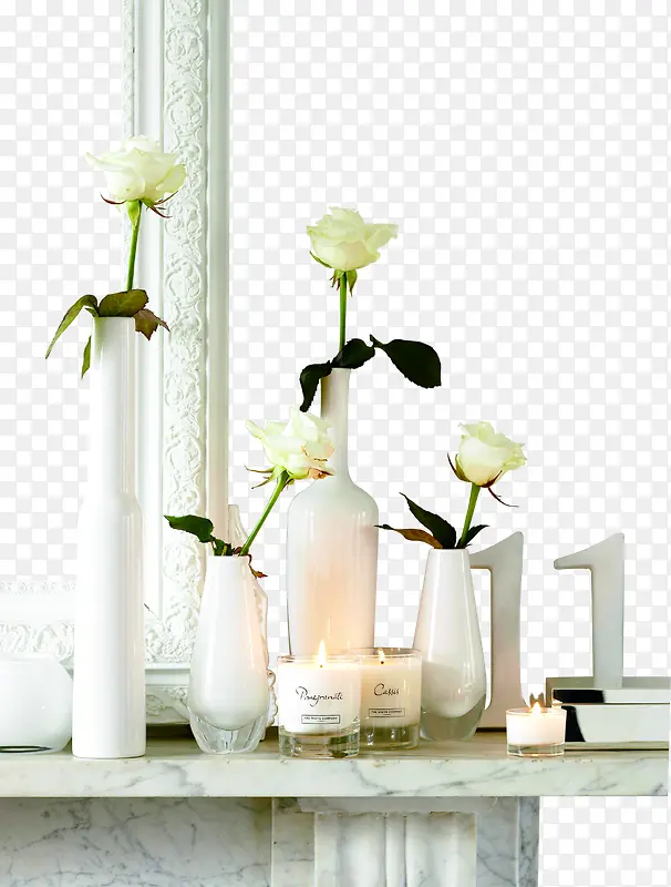 高清摄影白色玫瑰花合成