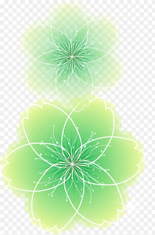 绿色梦幻线条花朵