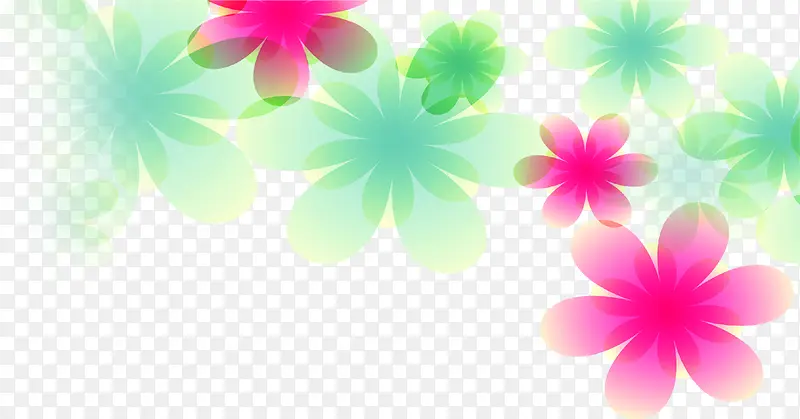 粉绿色梦幻花朵装饰