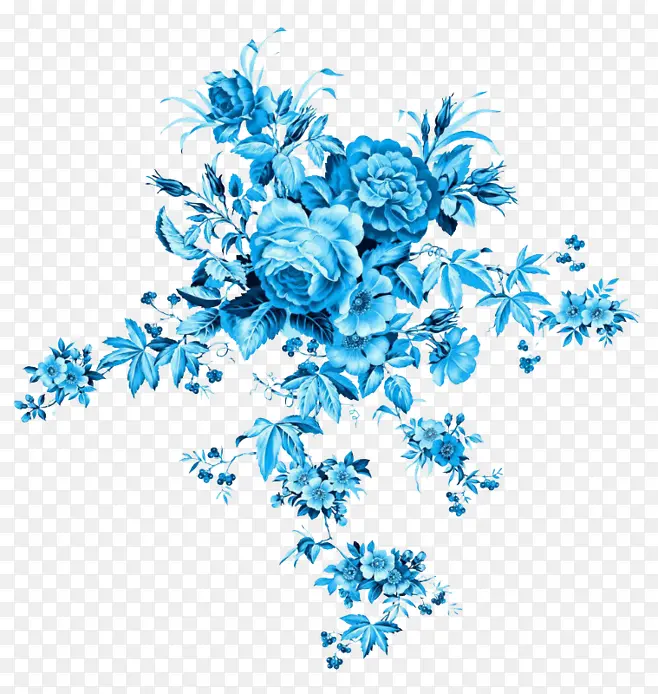 蓝色花装饰