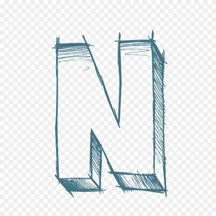 手绘字母N