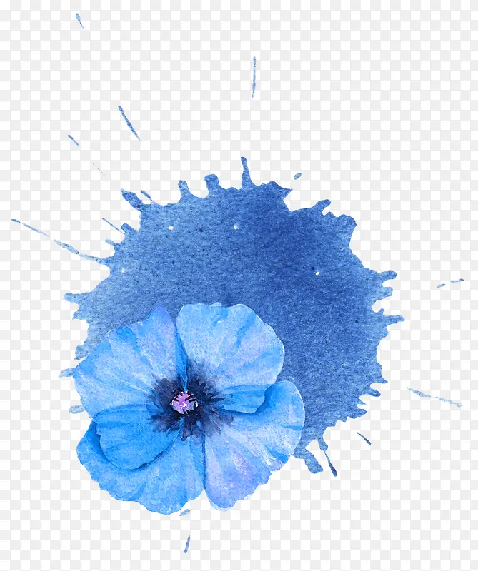 水彩蓝色花