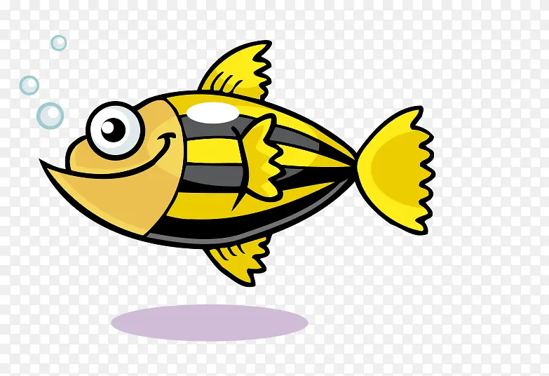 卡通可爱鱼黄色条色小