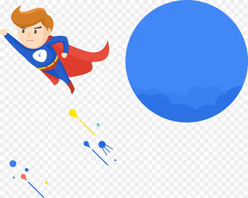 卡通超人蓝色圆球海报背景
