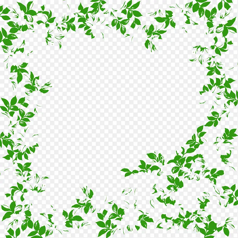 绿色花朵植物手绘边框