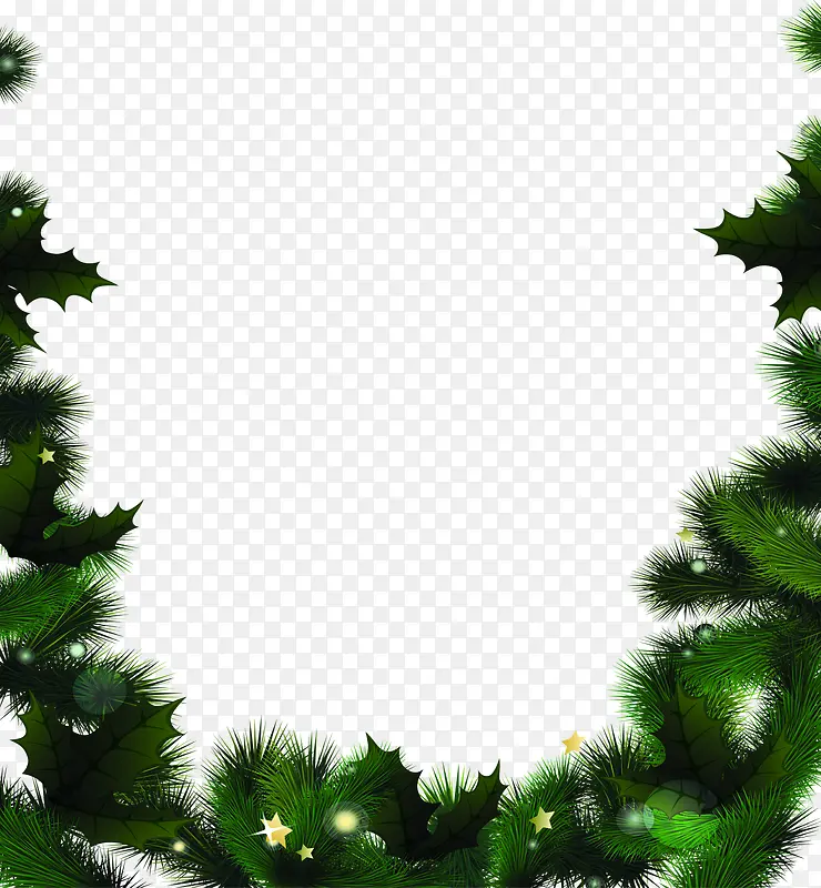 清新绿色植物圣诞装饰边框