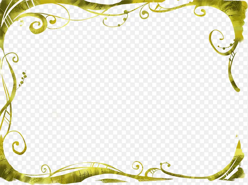 手绘绿色清新花纹边框