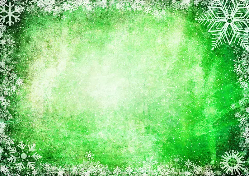 绿色背景雪花边框