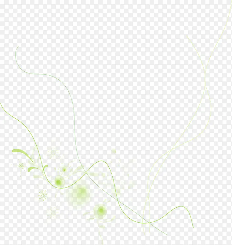 清凉绿色花卉曲线装饰