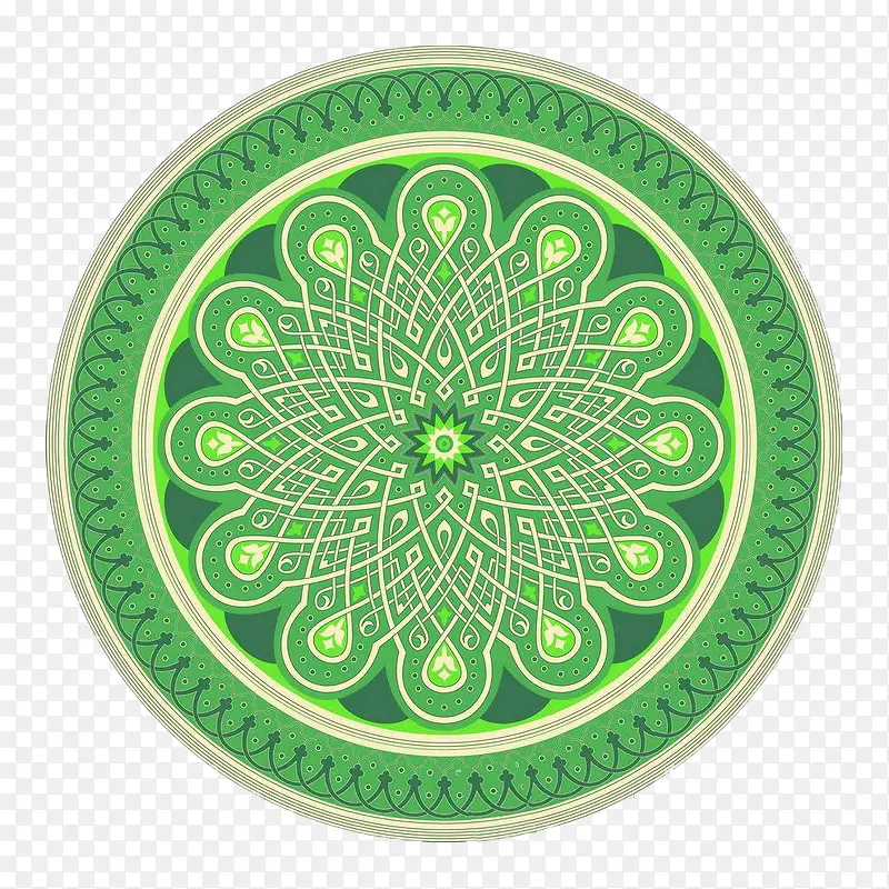 绿色圆形伊斯兰装饰图案