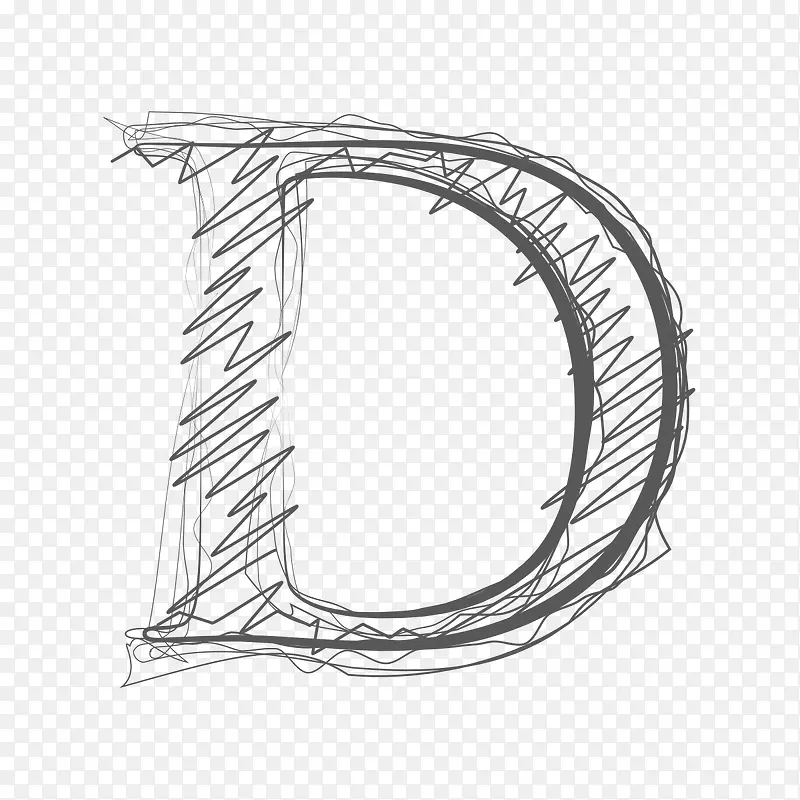 手绘黑色的字母D