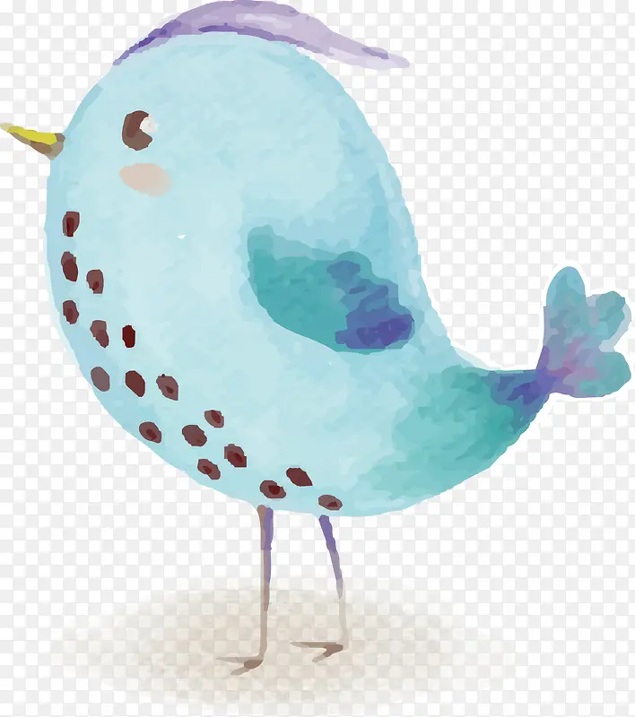 蓝色水彩鸟