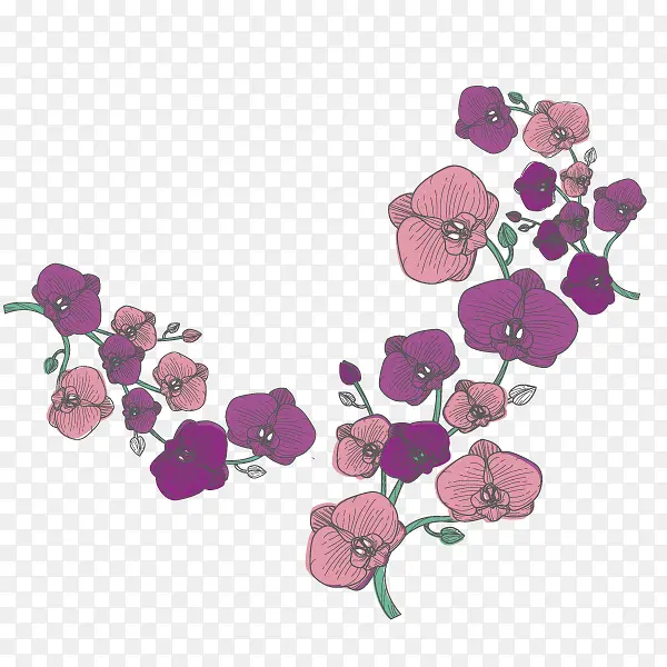 手绘插画紫色粉色