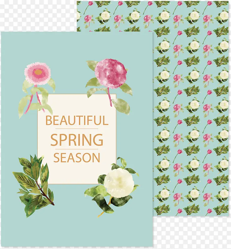 清新春季花卉卡片设计矢量