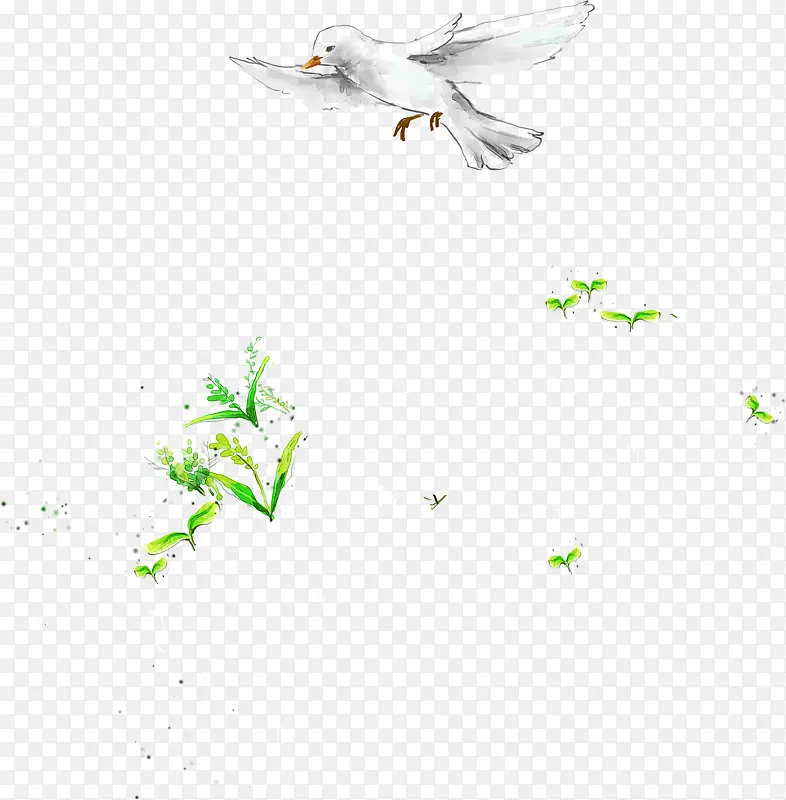 创意手绘素描合成空中的白鸽