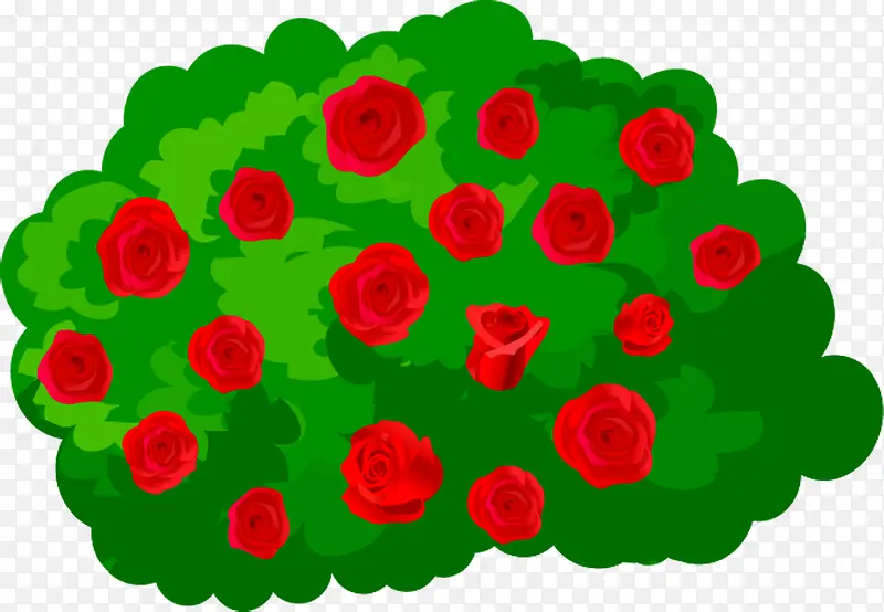 卡通可爱绿树红色花朵