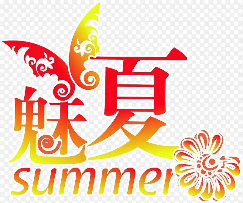 夏日字体海报花朵设计