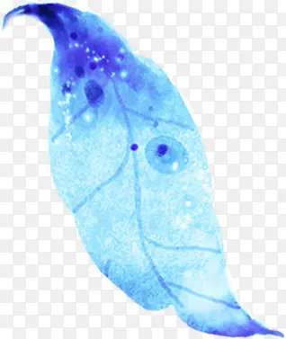 手绘蓝色水彩树叶夏季装饰