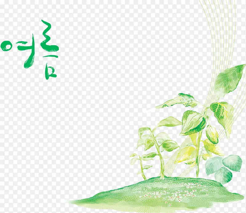 水彩卡通树叶