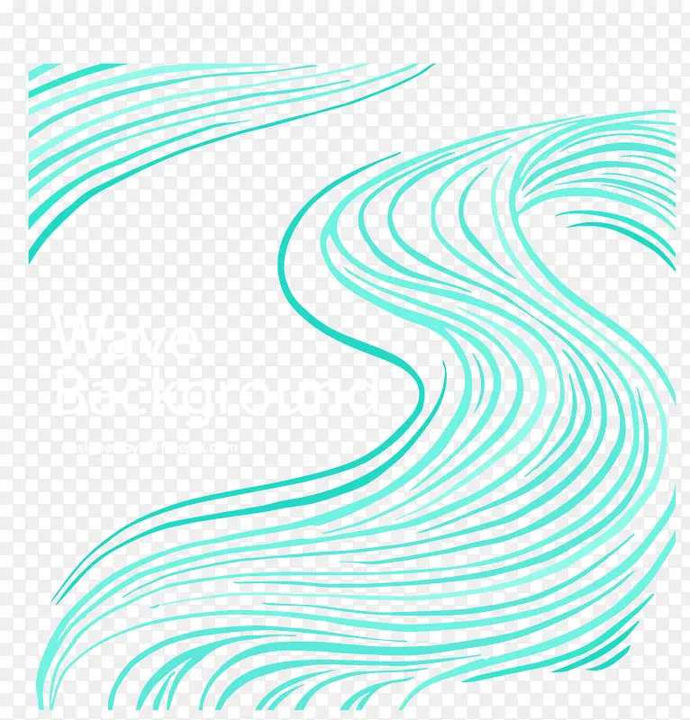 绿色手绘波浪线