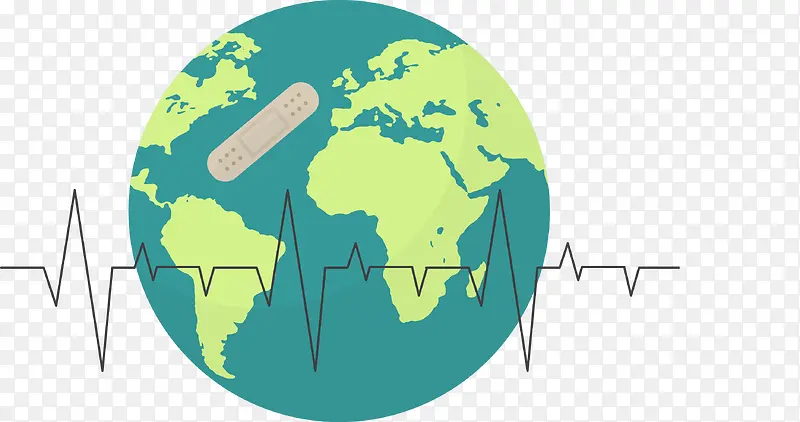 矢量手绘地球健康