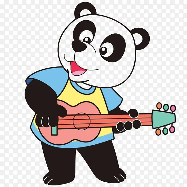 卡通小熊弹吉他