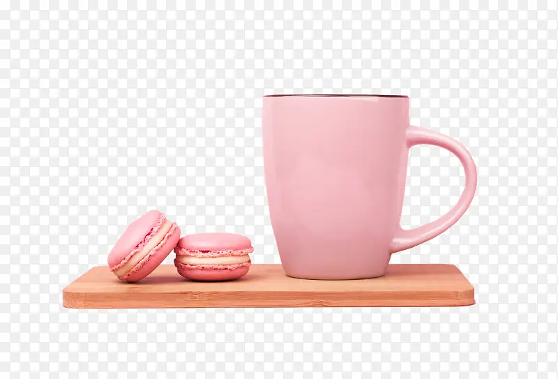 粉色杯子和马卡龙