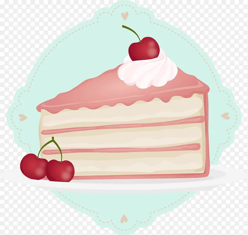 矢量手绘樱桃蛋糕