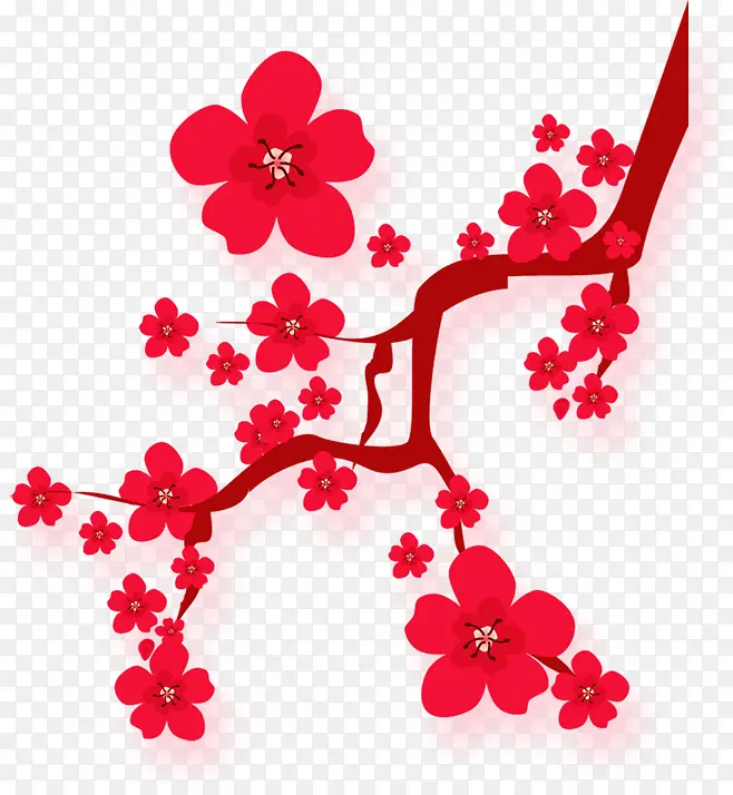 红色卡通植物花朵设计