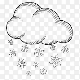手绘云朵雪花装饰