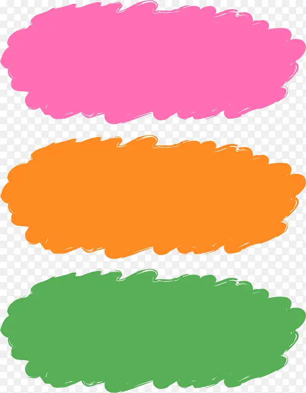 粉色橙色绿色手绘云朵