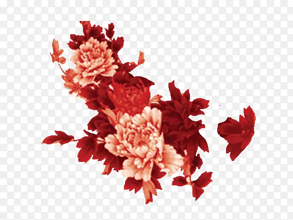 红色花朵彩绘装饰