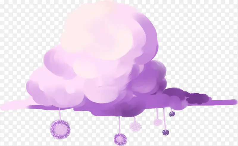 紫色手绘人物云朵