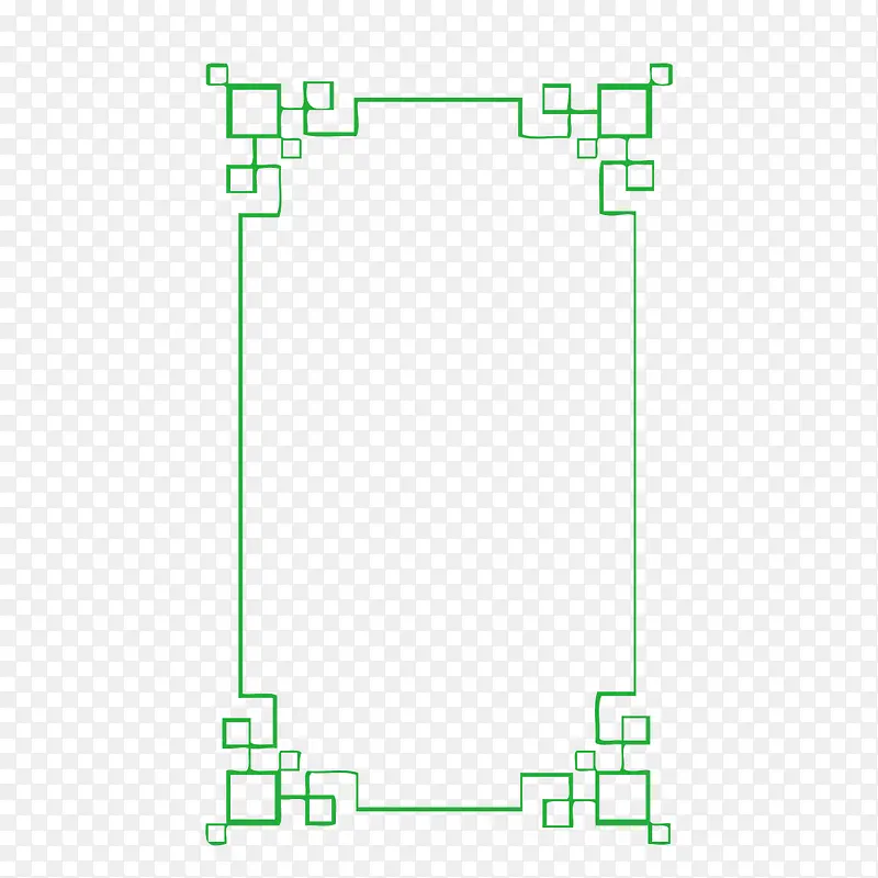 矢量绿色线条中式边框竖框