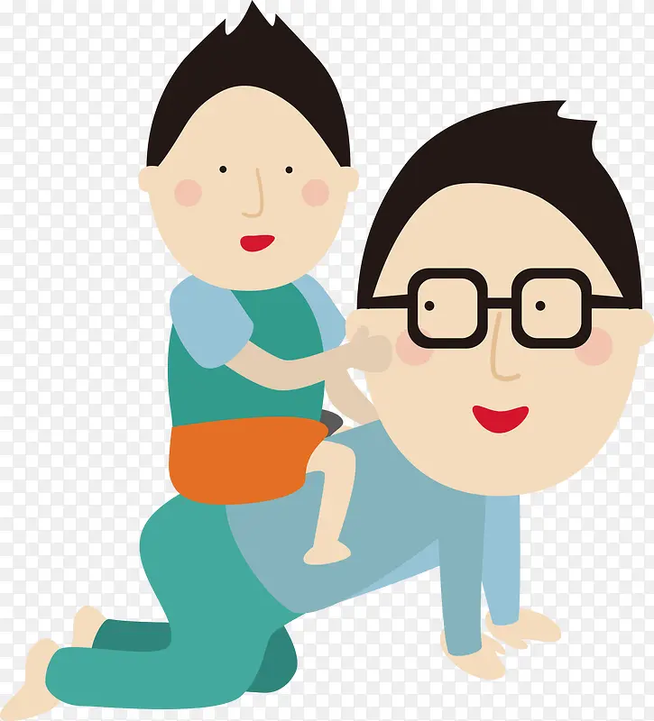 卡通爸爸和儿子