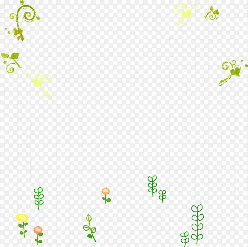 手绘绿色清新小草风景
