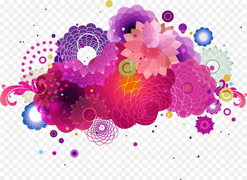 粉紫色手绘花纹装饰