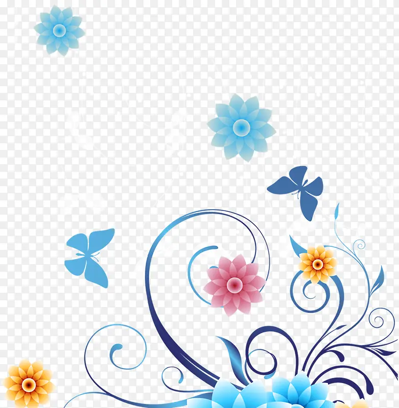 春天蓝色蝴蝶花纹