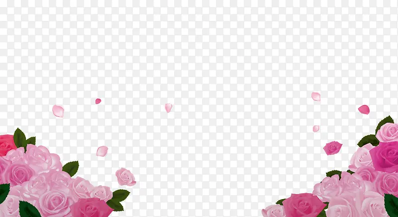 下边框粉红花朵装饰