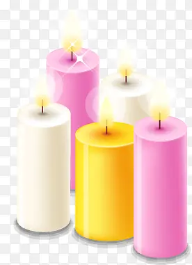 粉色白色黄色蜡烛