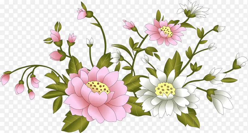 粉红彩绘花朵装饰图片