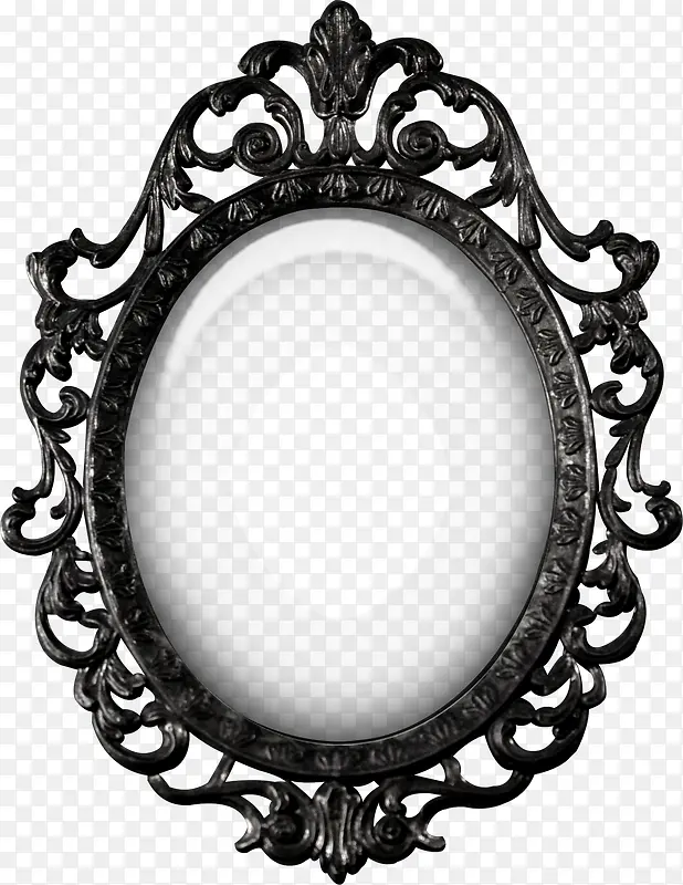 黑色花纹创意镜子